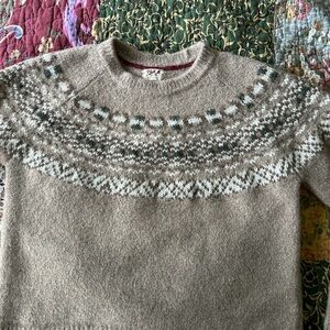 Paka Fair Isle Crewneck Sweater in Taupe and Cream
